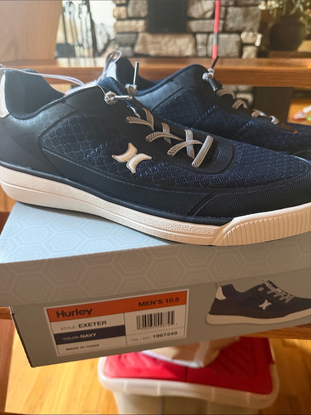 Hurley Navy and White Knit Lace-Up Sneaker